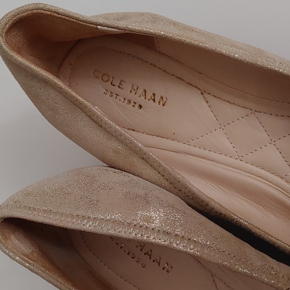 Cole Haan tan metallic wedge heels, size 9.5 - Picture 3 of 5